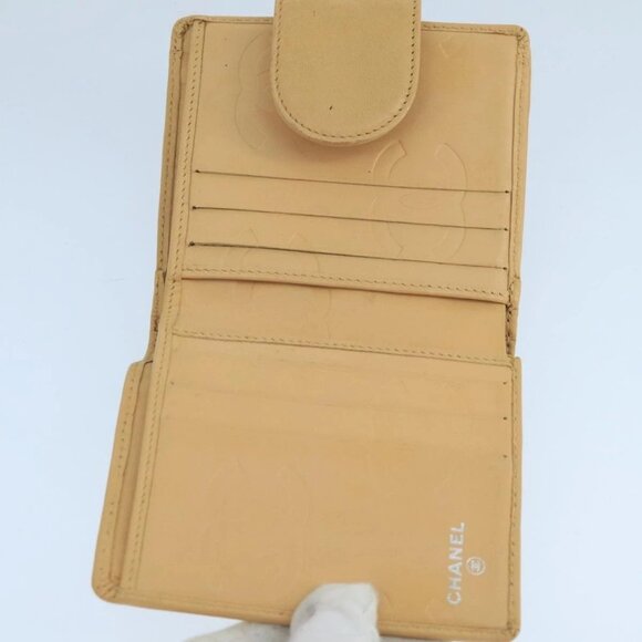 CHANEL Cambon Line Wallet Leather Beige Black CC Auth 104762 - Picture 8 of 16